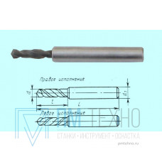 Сверло d  3,3х12х52 ц/х ВК8 цельное стальной  ут. хв. dхв. 6,0 ГОСТ17273